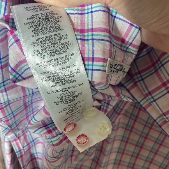 An Original Penguin Button Shirt Men's Pink Plaid Long Sleeve 100% Cotton XL - Picture 9 of 11